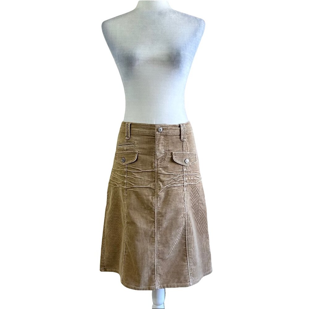Union Bay Vtg 2000s Y2K Tan Corduroy A-line Skirt